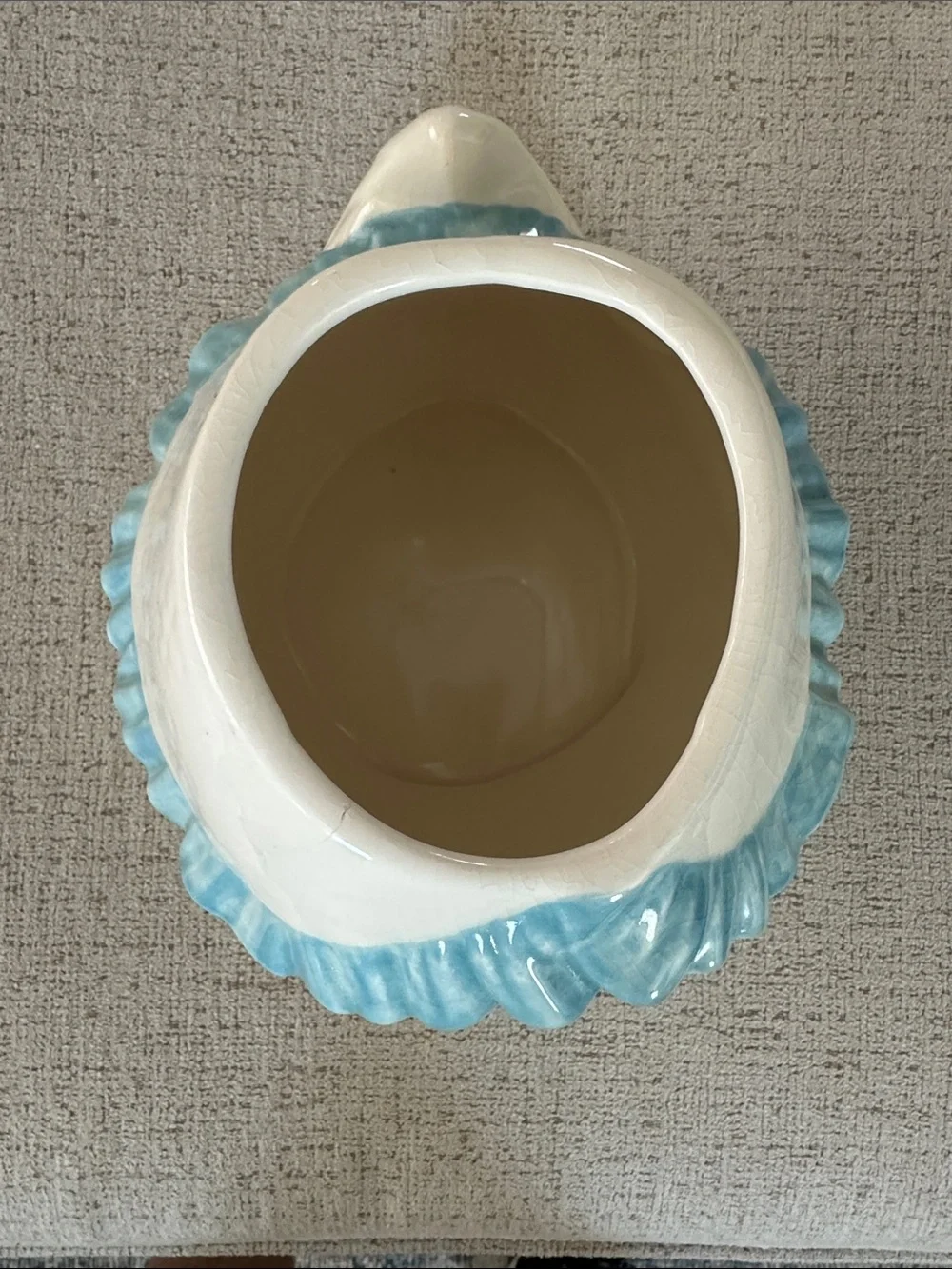 Vintage Ceramic Duck Cookie Jar in White and Blue